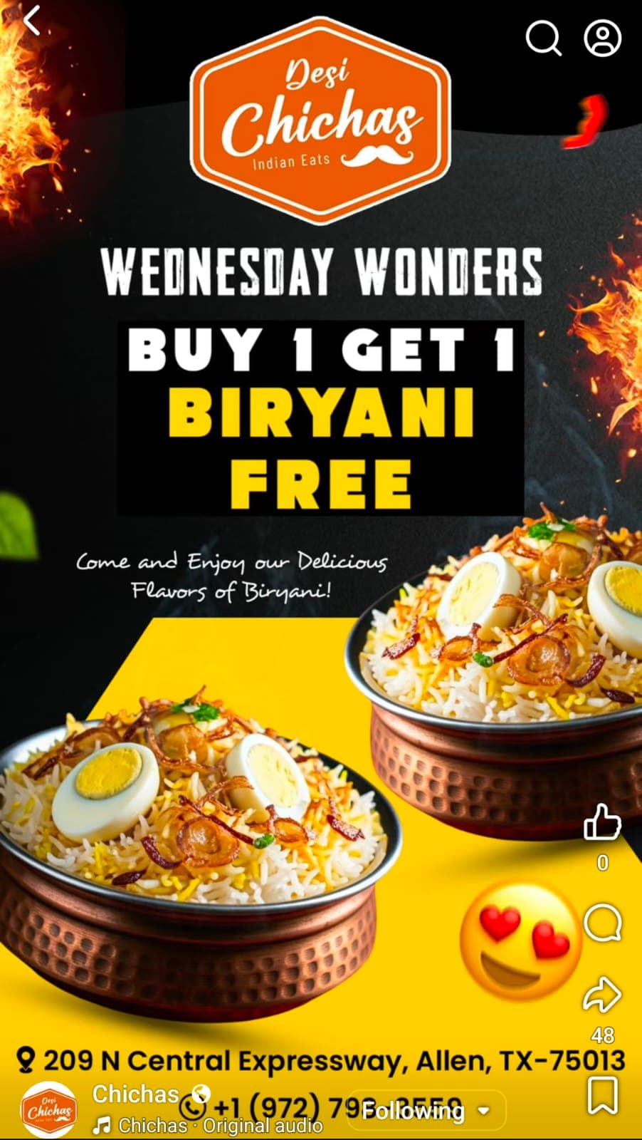 Wednesday Wonders - Buy 1 Get 1 Biryani Free