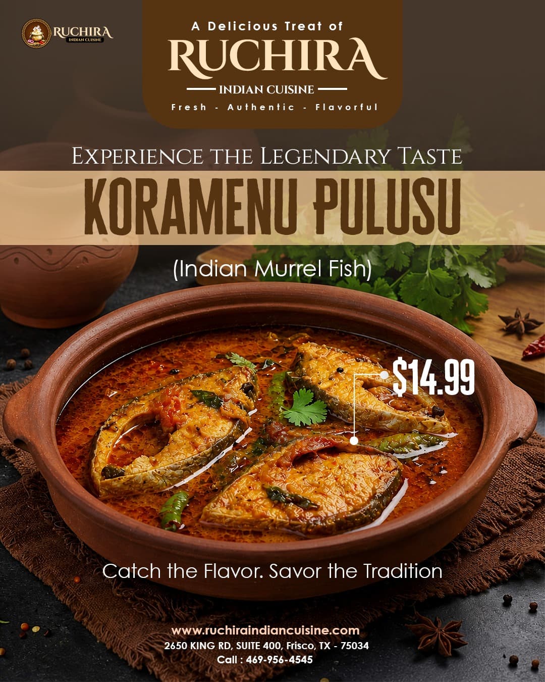 Koramenu Pulusu (Indian Murrel Fish) for $14.99