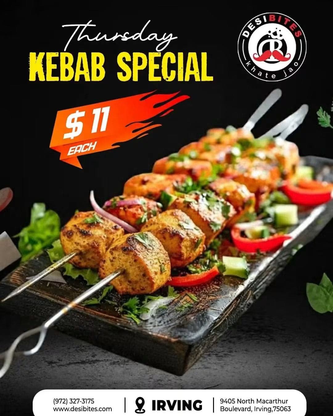 Thursday Kebab Special for $11 each