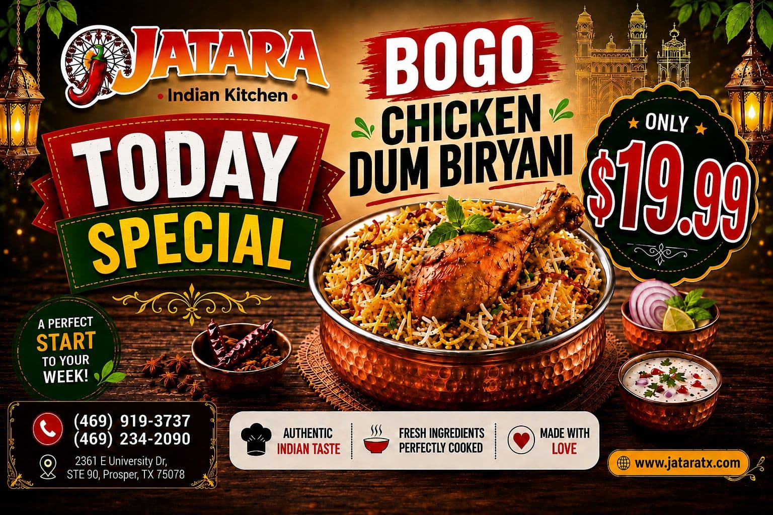 BOGO Chicken Dum Biryani for $19.99