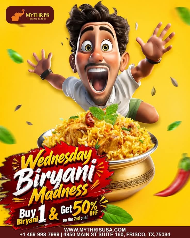 Wednesday Biryani Madness - Buy 1 Biryani & Get 50% off on the 2nd one
